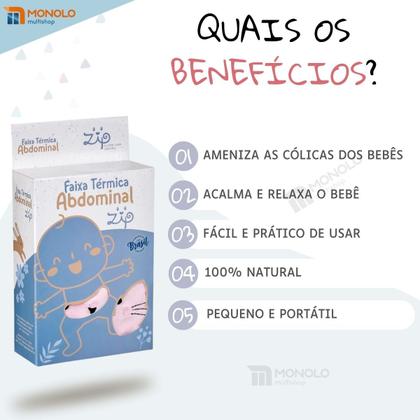 Imagem de Faixa Térmica Abdominal c/ Ervas Bebês Alivia Cólica Gases