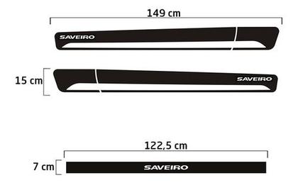 Imagem de Faixas Saveiro G5 G6 2014/ Adesivos Lateral E Traseiro Preto