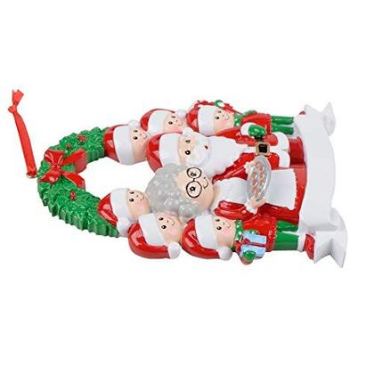 Imagem de Família de 8 ornamentos de Natal personalizados Santa & Mrs. Claus Plus 6 Elfos Presente de Enfeite de Natal para avós netos