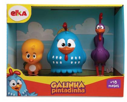 Imagem de Familia galinha pintadinha em vinil macio 3-bonecos elka