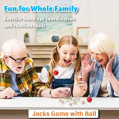 Imagem de Family Games TriMagic 3 em 1 Jacks Game com bola, Pick Up Sticks