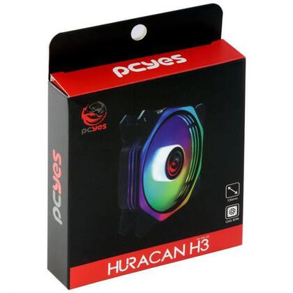 Imagem de Fan p/ gabinete huracan h3 120mm led rgb 6 pinos - pcyes