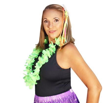 Imagem de Fantasia Adulto Havaiana Festa Temática Tropical Luau Carnaval: Kit Neon Sortido 3 Produtos