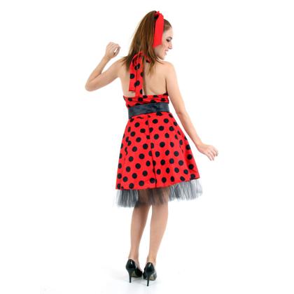 Imagem de Fantasia Anos 60 Vestido Vermelho Adulto - Carnaval