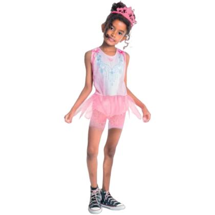 Imagem de Fantasia Bailarina Para Menina Com Tiarinha Rosa Infantil Traje Feminino Para Crianças Toymaster