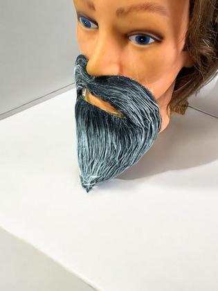 Imagem de Fantasia Barba Falsa Grisalha Cinza Rei/ Mago longa Pelúcia