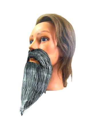 Imagem de Fantasia Barba Falsa Grisalha Cinza Rei/ Mago longa Pelúcia