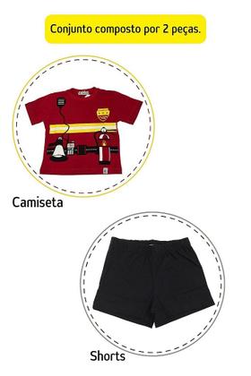 Imagem de Fantasia Bombeiro Herói - camiseta e shorts