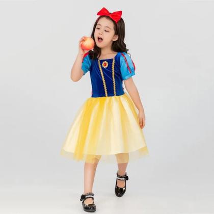 Imagem de Fantasia Branca de Neve Temática Infantil Feminina Princesa