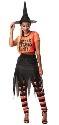 Imagem de Fantasia Bruxa Adulta Halloween Feminina Cropped Saia Calça