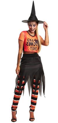 Imagem de Fantasia Bruxa Adulta Halloween Feminina Cropped Saia Calça