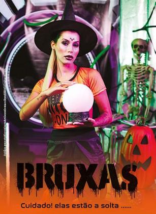 Imagem de Fantasia Bruxa Adulta Halloween Feminina Cropped Saia Calça