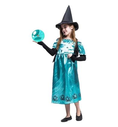 Imagem de Fantasia Bruxa Briana Verde Infantil Com Colete de Halloween