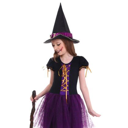 Imagem de Fantasia Bruxa Infantil Luxo Completa - 3 PEÇAS