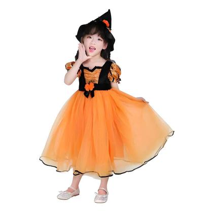 Imagem de Fantasia Bruxinha Halloween Infantil Menina de Luxo Com Chapeu