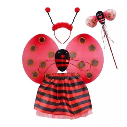 Imagem de Fantasia Bug Joaninha C/ Asa Infantil Carnaval Festa Kit 4pç