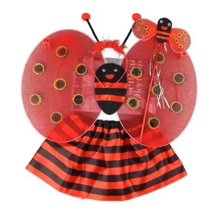 Imagem de Fantasia Bug Joaninha C/ Asa Infantil Carnaval Festa Kit 4pç