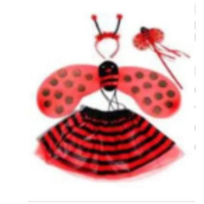 Imagem de Fantasia Bug Joaninha C/ Asa Infantil Carnaval Festa Kit 4pç