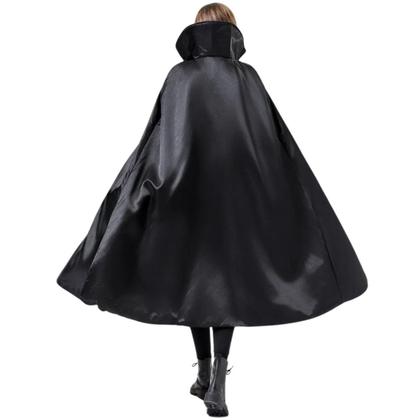 Imagem de Fantasia Capa Dracula Longa Halloween Vampiro Adulto Bruxa Bruxoi Halloween Terror Dia das Crianças Vilão Traje Duplo