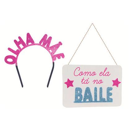 Imagem de Fantasia Carnaval Adulta Casal Kit Tiara e Plaquinha Divertida Com Frases