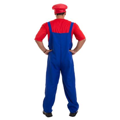 Imagem de Fantasia Carnaval Mario Bross Masculino Quepe Bigode Adulto