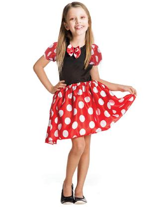 Imagem de Fantasia Carnaval Menina Vestido Bolinhas Infantil Vermelho