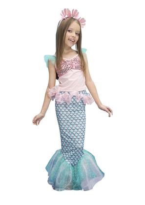 Imagem de Fantasia Carnaval Sereia Infantil Rosa com Cauda e Tiara Top