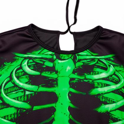 Imagem de Fantasia Caveira Infantil Menino de Halloween Macacão Raio X Curto com Máscara Esqueleto