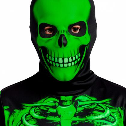 Imagem de Fantasia Caveira Infantil Menino de Halloween Macacão Raio X Curto com Máscara Esqueleto