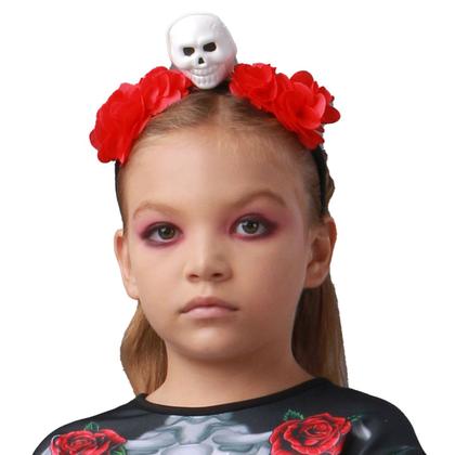 Imagem de Fantasia Caveira Mexicana Estampado Infantil Halloween