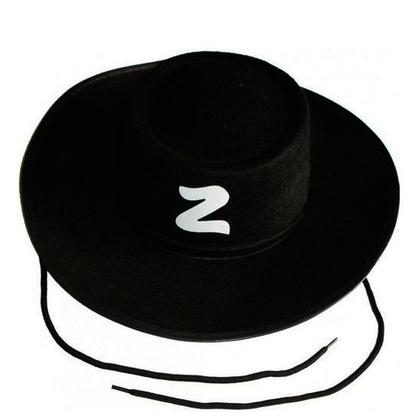 Imagem de Fantasia Chapéu Preto Zorro Feltro Cordão Regulagem Adulto
