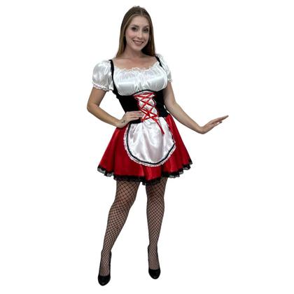 Imagem de Fantasia Chapeuzinho Vermelho Adulto Feminina Luxo com Meia