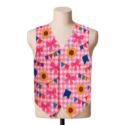 Imagem de Fantasia Colete Country Tecido Feminino Estampado Cowgirl Infantil Menina Boiadeira Festa Junina Peoa Vaqueira São João