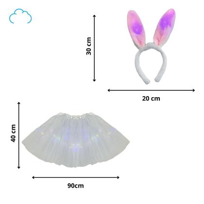 Imagem de Fantasia completa carnaval coelho com led saia de tule 40cm
