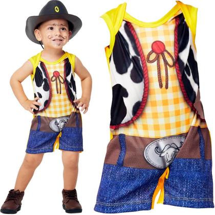 Imagem de Fantasia Cowboy Bebe Menino Roupa de Xerife Peão Aniversário e Festa Junina 3 a 18 meses