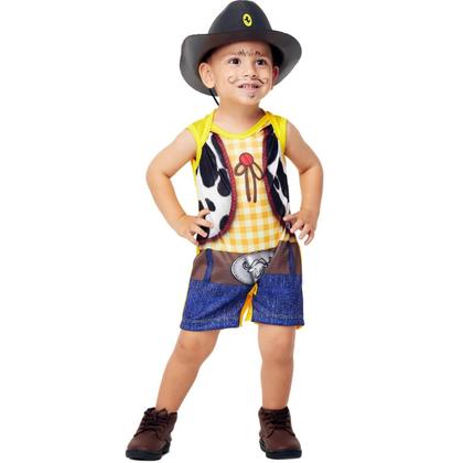 Imagem de Fantasia Cowboy Bebe Menino Roupa de Xerife Peão Aniversário e Festa Junina 3 a 18 meses