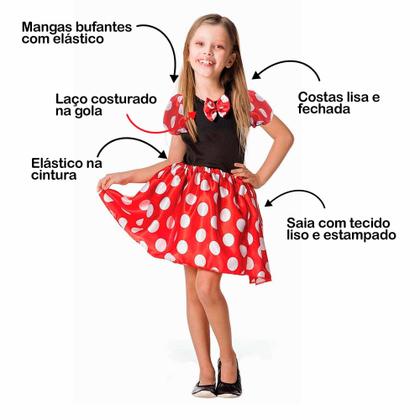 Imagem de Fantasia da Minnie Menina Vestido Vermelho Infantil