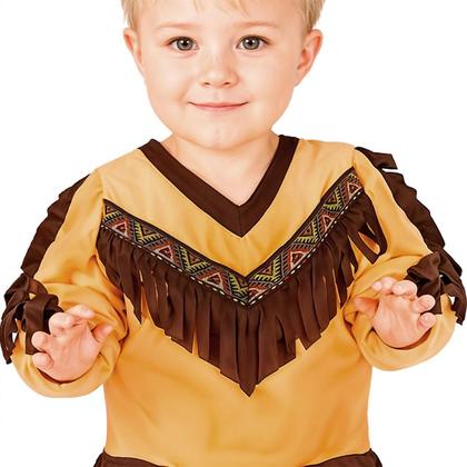 Imagem de Fantasia de Bebe Menino Roupa Índio Americano de Luxo Completa Carnaval Festas e Teatro