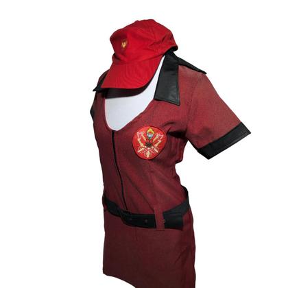 Imagem de Fantasia de Bombeira Vestido Feminina Adulto Luxo Com Boné