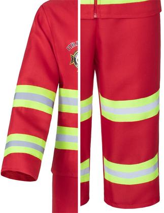 Imagem de Fantasia de bombeiro Bosvin Kids com acessórios vermelhos de 6 a 7 anos