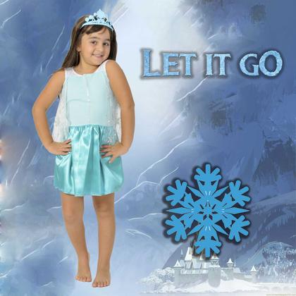 Imagem de Fantasia De Faz De Conta Princesa Let It Go Azul Com Coroa