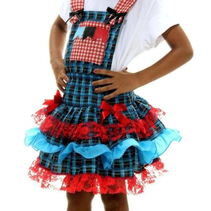 Imagem de Fantasia de Festa Junina Jardineira Menina Infantil São João