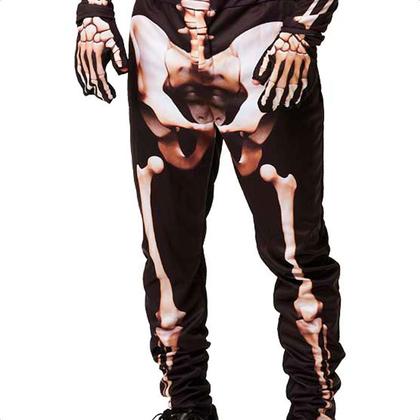 Imagem de Fantasia de Halloween Adulta Masculino Luxo Esqueleto Com Máscara e Luvas