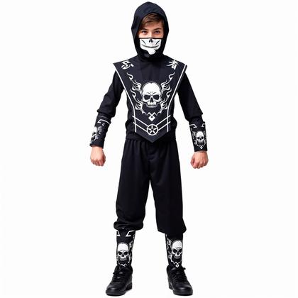 Imagem de Fantasia de Halloween Ninja Sombrio Infantil Com Balaclava e Bracelete