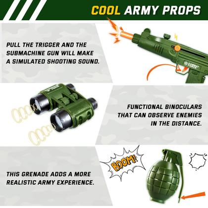 Imagem de Fantasia de Halloween NIPLOOOW Kids Army para meninos de 3 a 12 anos com brinquedos