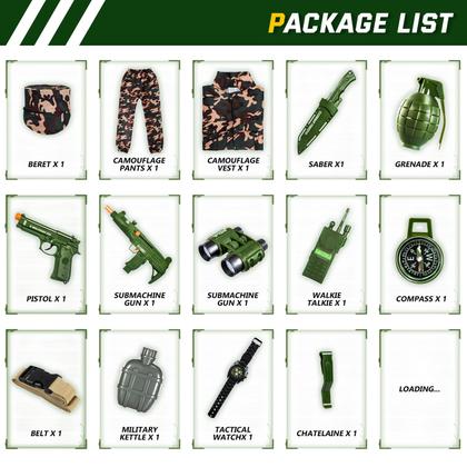 Imagem de Fantasia de Halloween NIPLOOOW Kids Army para meninos de 3 a 12 anos com brinquedos