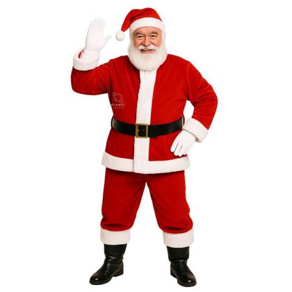 Imagem de Fantasia de Papai Noel Adulto Natal Roupa Feltro Luxo Veludo 5 Peças