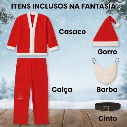 Imagem de Fantasia de Papai Noel Adulto Natal Roupa Feltro Luxo Veludo 5 Peças