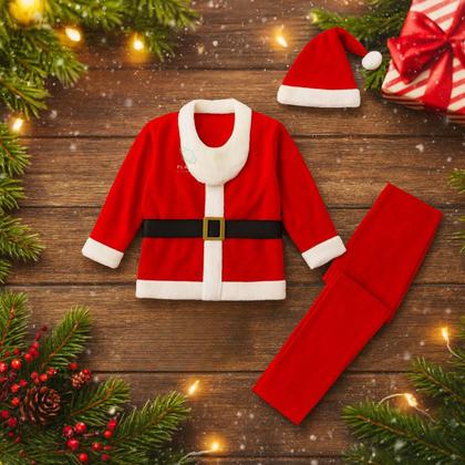 Imagem de Fantasia de Papai Noel Adulto Natal Roupa Feltro Luxo Veludo 5 Peças