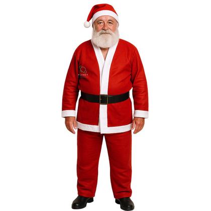 Imagem de Fantasia de Papai Noel Adulto Natal Roupa Feltro Luxo Veludo 5 Peças